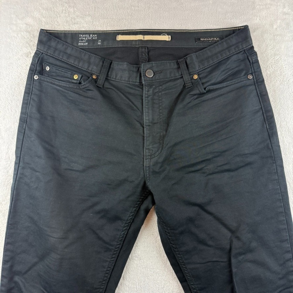 Banana Republic Traveler Pants Mens 34x30 Black Slim Fit Stretch Twill 5 Pocket